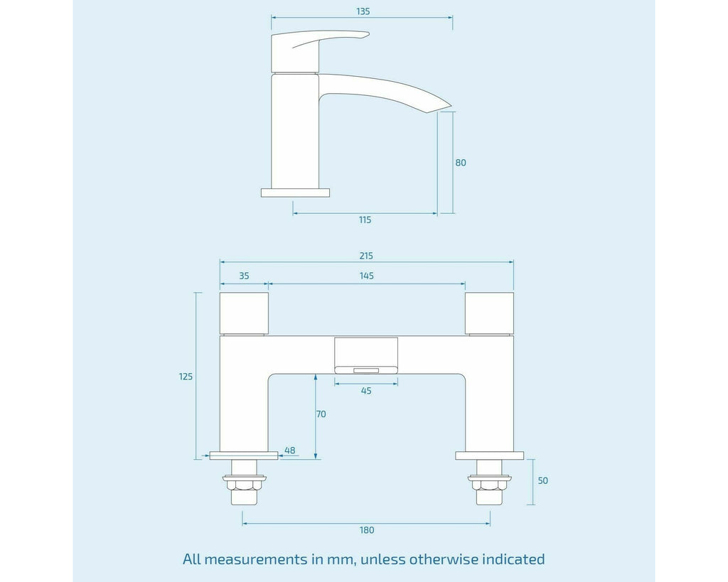 Chrome Waterfall Sleek Basin & Bath Filler Tap Pack Including Bath Waste