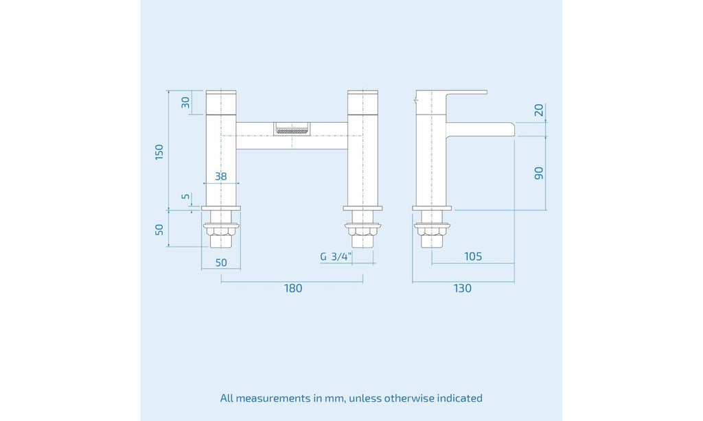 Chrome Waterfall Basin & Bath Filler Tap Pack Including Bath Waste