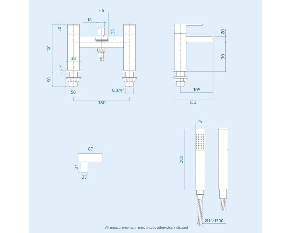 Chrome Waterfall Basin & Bath Shower Mixer Tap Pack Including Bath Waste