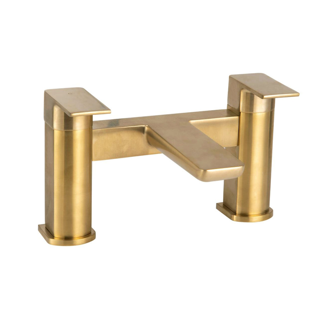Luxury Curve Brushed Brass Basin & Bath Filler Bathroom Tap Pack