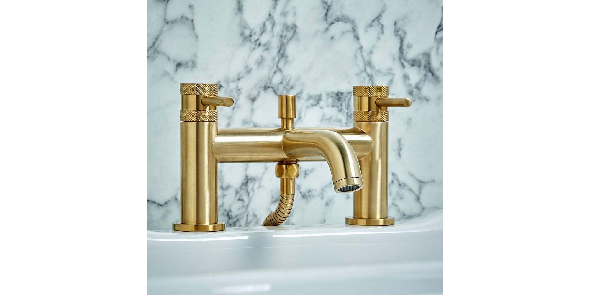 Brushed Brass Bath Shower Mixer Tap Premium Brassware Diamond Cut Handles