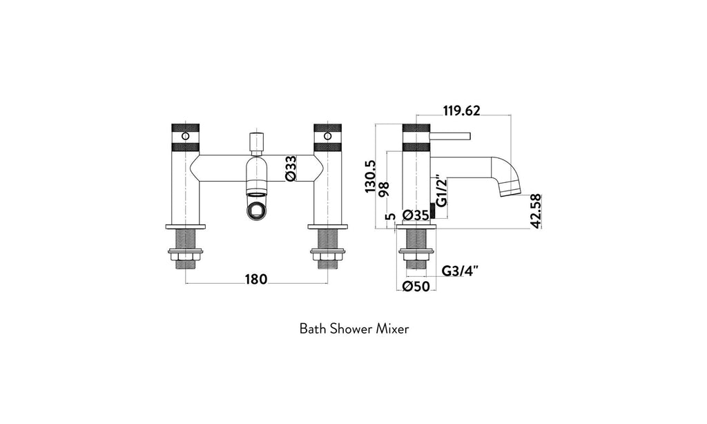 Brushed Brass Bath Shower Mixer Tap Premium Brassware Diamond Cut Handles