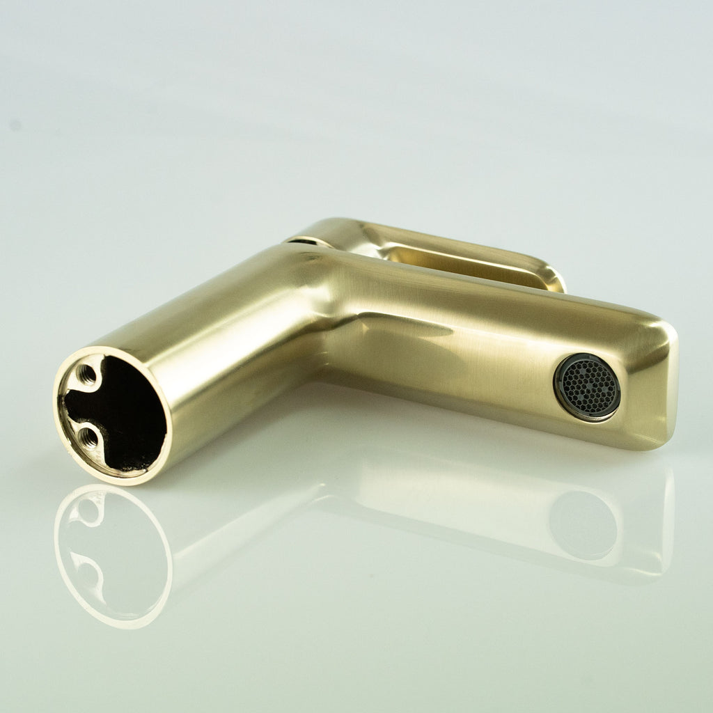 FNX Bathrooms Brushed Brass Basin Mono Mixer Tap with Pop-Up Waste - UK Standard Fit