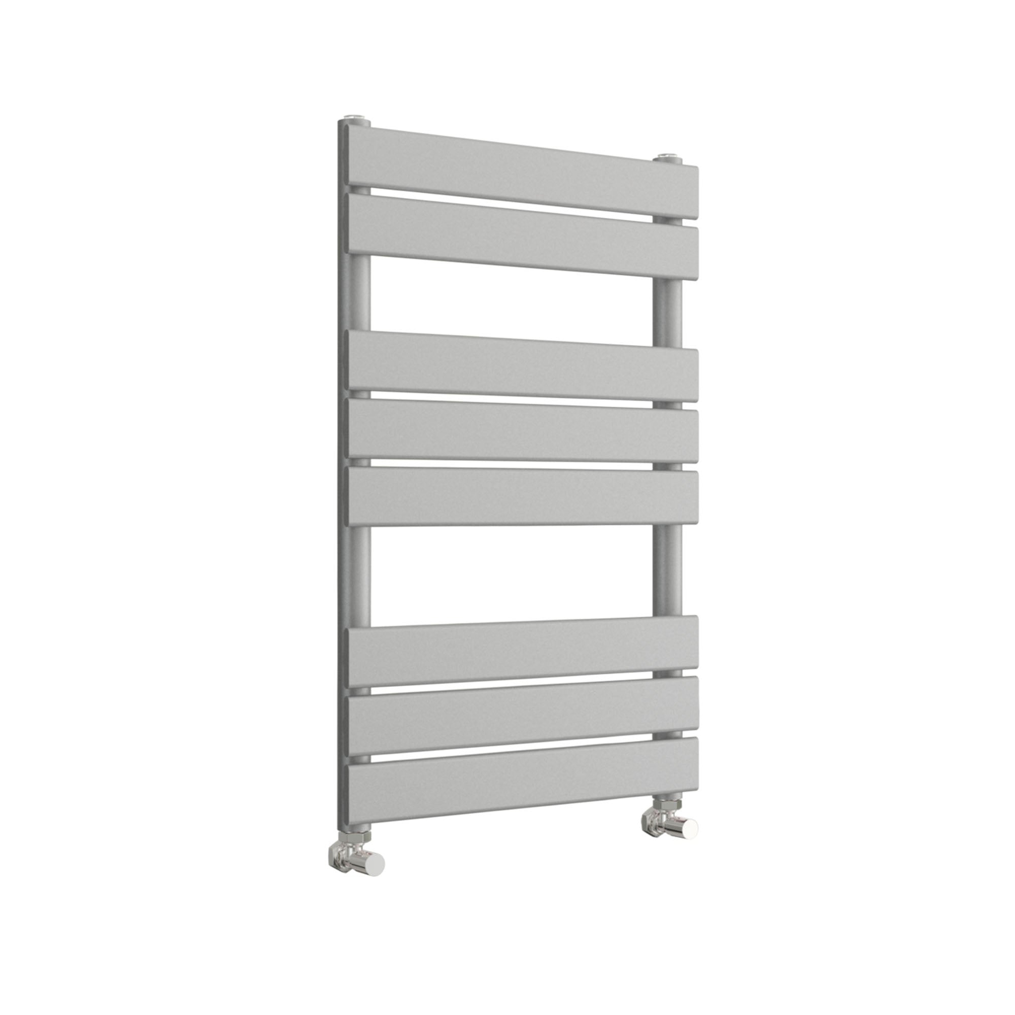 Light Grey 500x800mm Flat Panel Towel Radiator - Modern Hydronic Bathroom Warmer