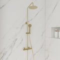 FNX Bathrooms Brushed Brass Thermostatic Mixer Shower Kit with Rainfall & Handheld Heads