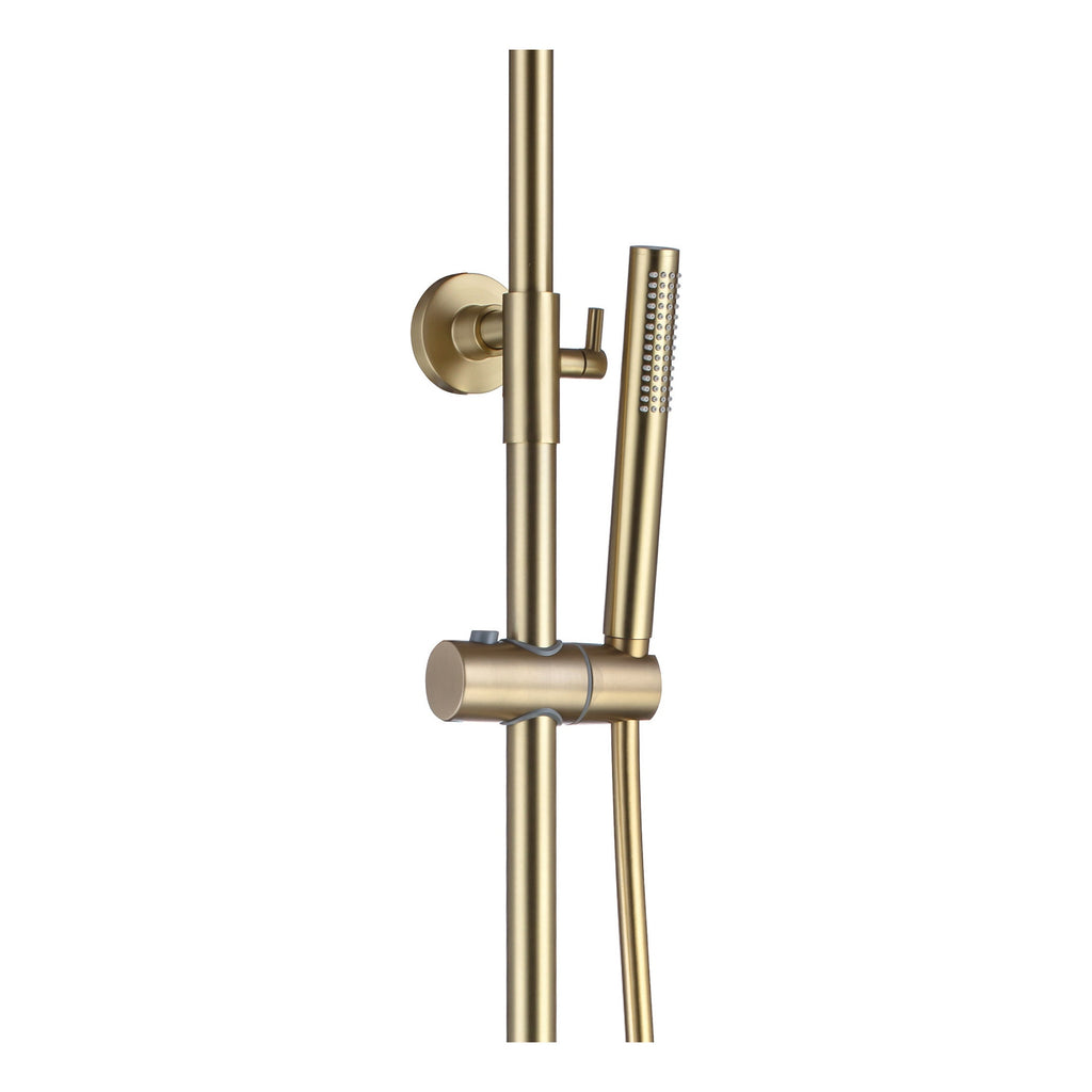 FNX Bathrooms Brushed Brass Thermostatic Mixer Shower Kit with Rainfall & Handheld Heads