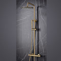 FNX Bathrooms Thermostatic Rigid Riser Shower Kit with Diamond Cut Handles - Brushed Brass Finish