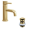 FNX Diamond Brushed Brass Basin Mono Mixer Tap with Waste