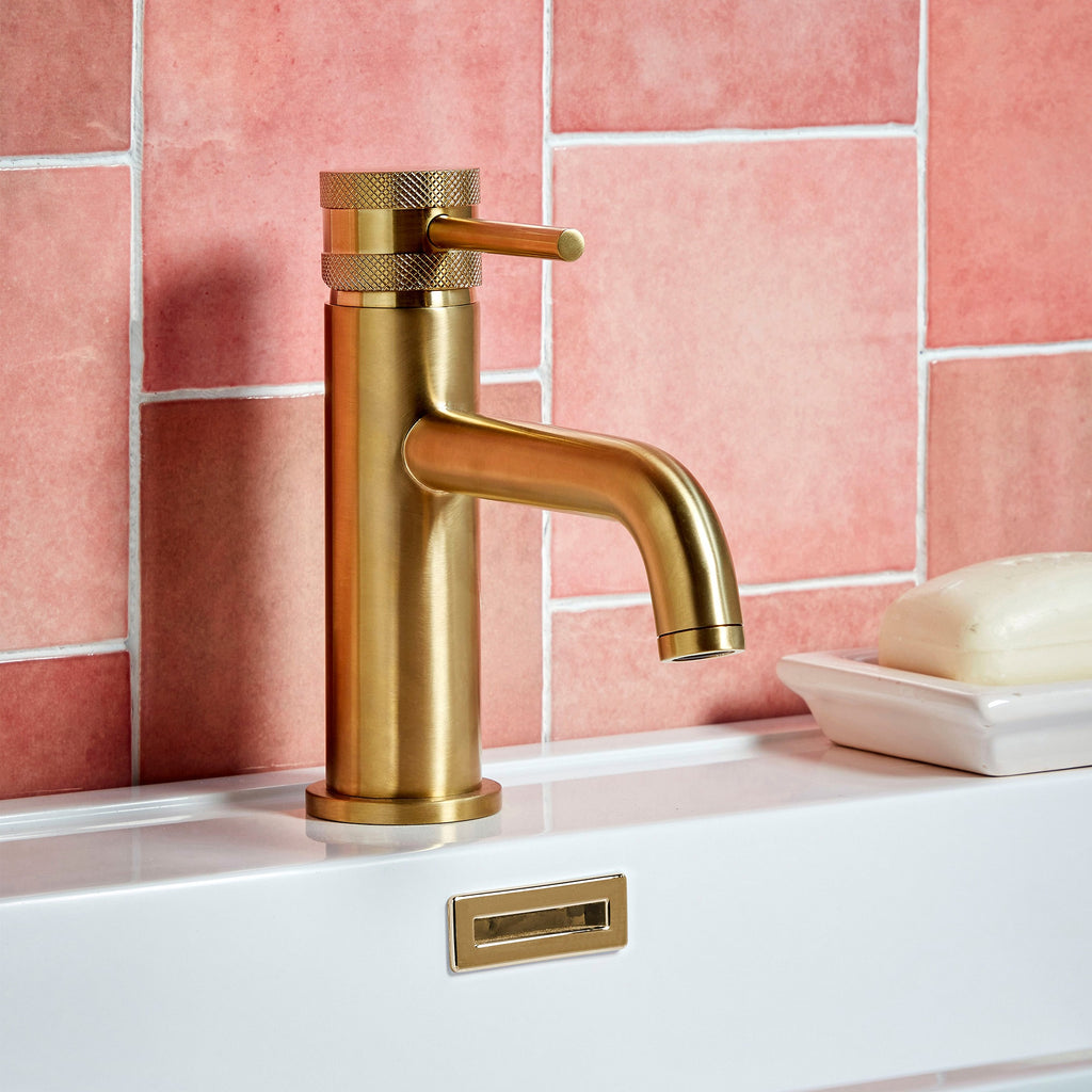 FNX Diamond Brushed Brass Basin Mono Mixer Tap with Waste