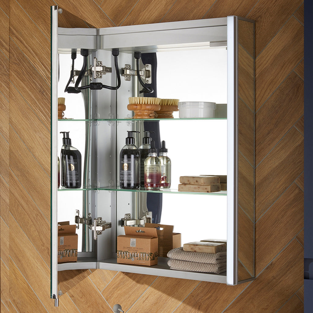 500mm Mirror Cabinet 1 Door LED Illuminated Bluetooth Speakers IP44