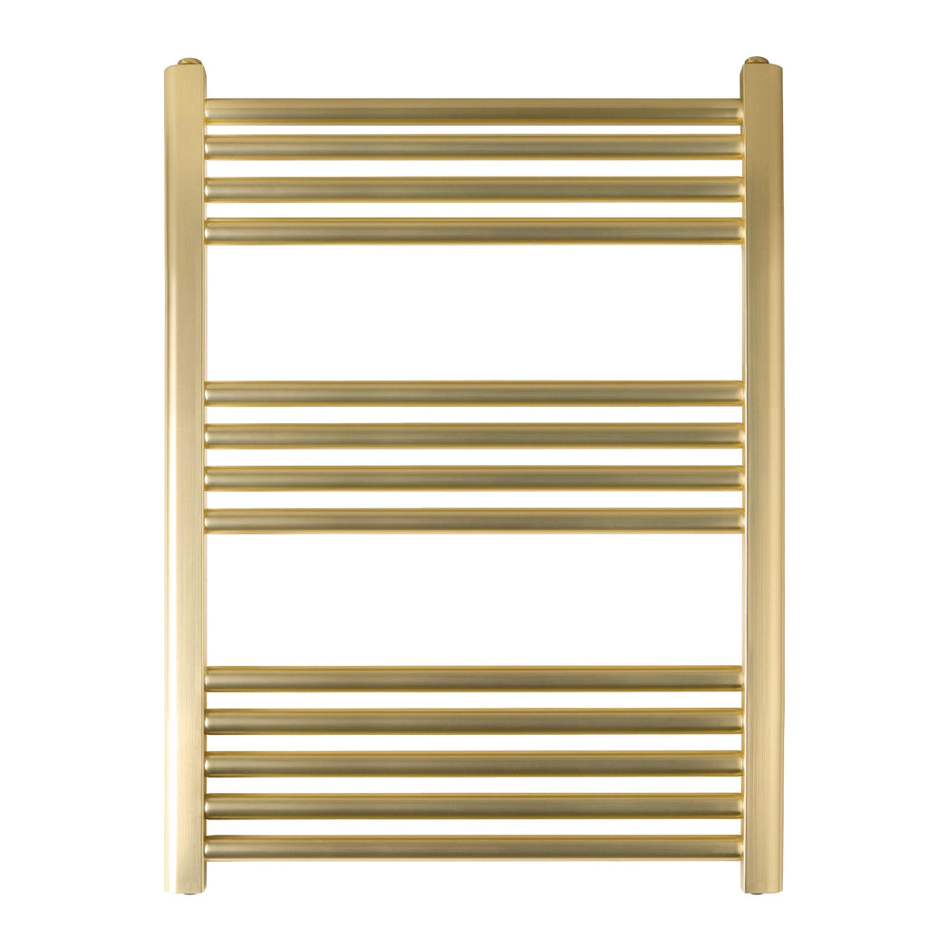 FNX Bathrooms VOS Brushed Brass Dual Fuel Towel Radiator - 800x600mm Ladder Rail for Luxury Bathrooms