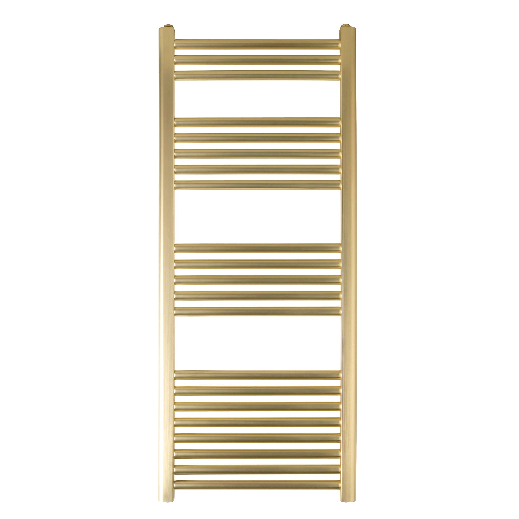 Luxury Brushed Brass 1200x500mm Towel Radiator - Modern Dual Fuel Bathroom Ladder Rail for Optimal Warmth & Style