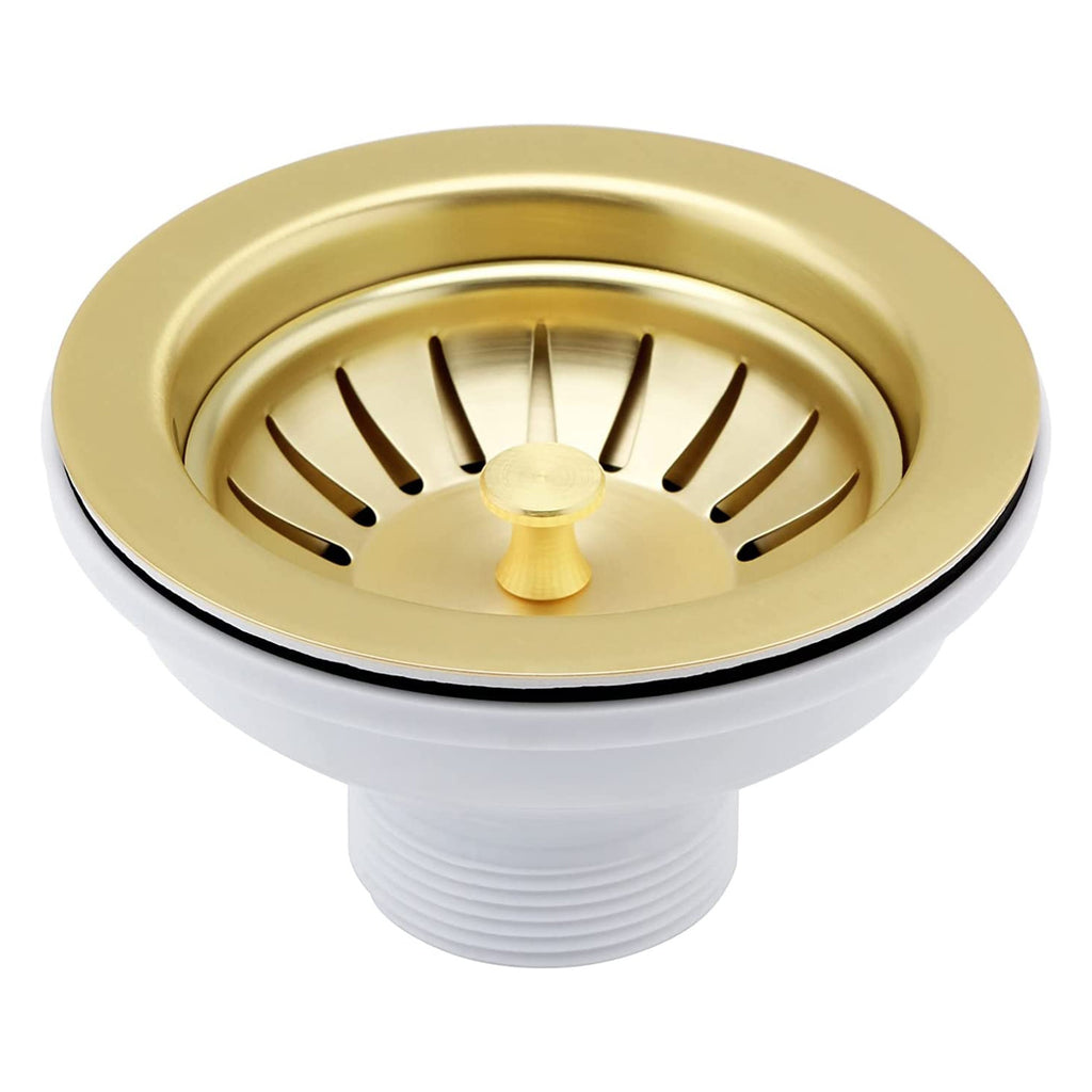 Newbury Brushed Brass Dual Lever Kitchen Mixer Tap with Overflow Wastes for 1.5 Bowl Sinks