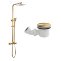 Luxury Brushed Brass Thermostatic Mixer Shower Kit with Rigid Riser & 90mm Waste