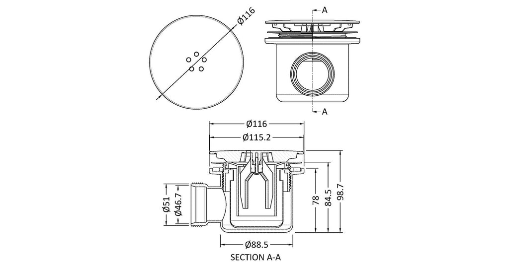 Matt Black Shower Kit Thermostatic Rigid Riser Including 90mm Shower Tray Waste