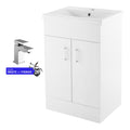 Modern 500mm Gloss White Two-Door Soft-Close Vanity Unit & Ceramic Basin with Tap & Waste Set