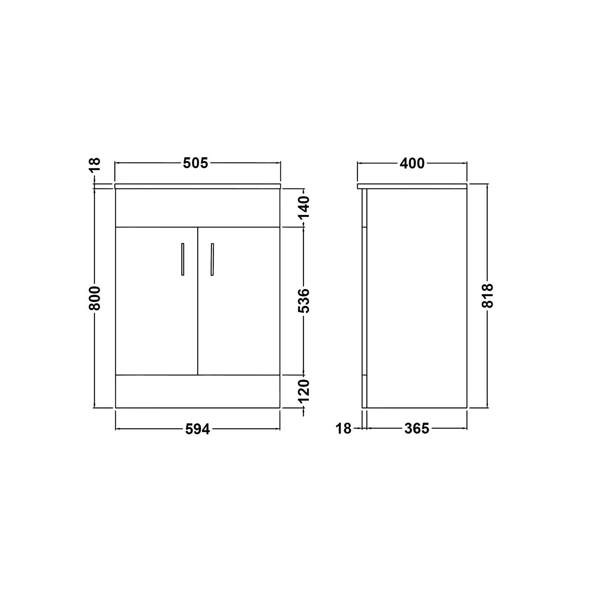 Modern 500mm Gloss White Two-Door Soft-Close Vanity Unit & Ceramic Basin with Tap & Waste Set