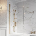 Brushed Brass 1500mm x 800mm 8mm Glass Hinged Bath Screen Premium Frameless