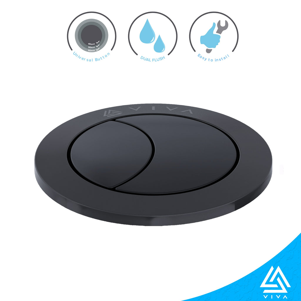 Viva Skylo Slimline Concealed Toilet Cistern with Black Dual Flush Push Button - Water-Saving, Bottom/Side Entry
