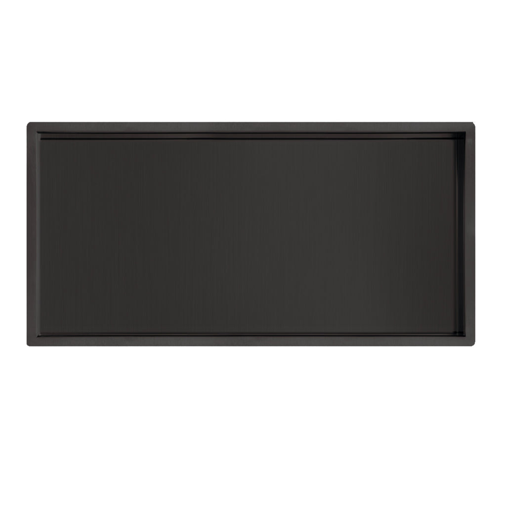 FNX Matt Black Solid Brass Recessed Wet Room Shower Niche Storage Shelf - 300x600mm Wall-Mounted