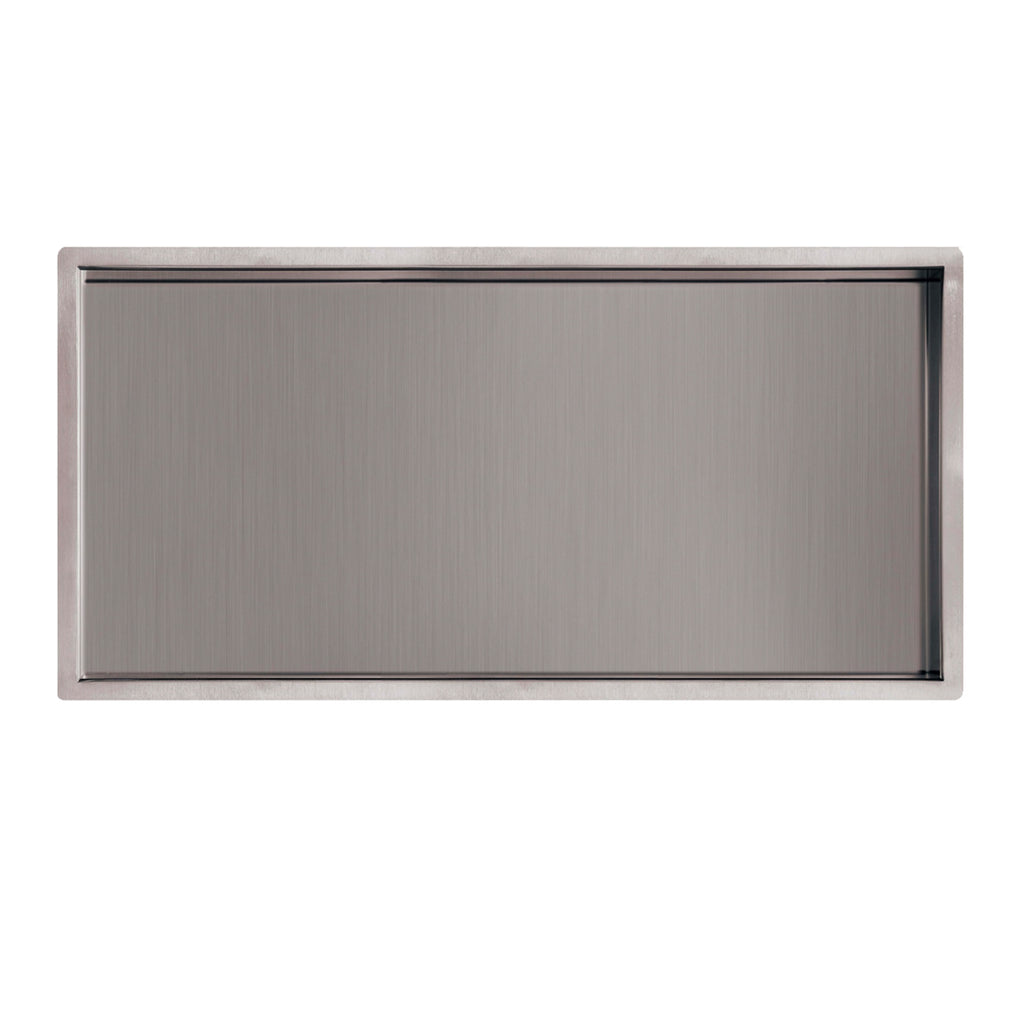 FNX Bathrooms Pure Stainless Steel Recessed Shower Niche - 300x600mm Wall-Mounted Wet Room Storage Shelf