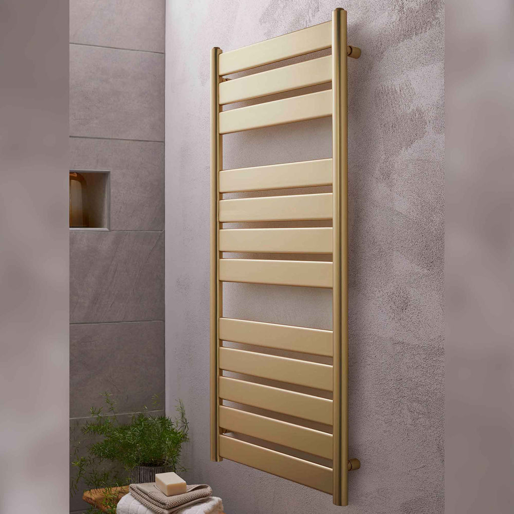 Brushed Brass 500 x 1200mm Towel Warmer Ladder Rail Radiator