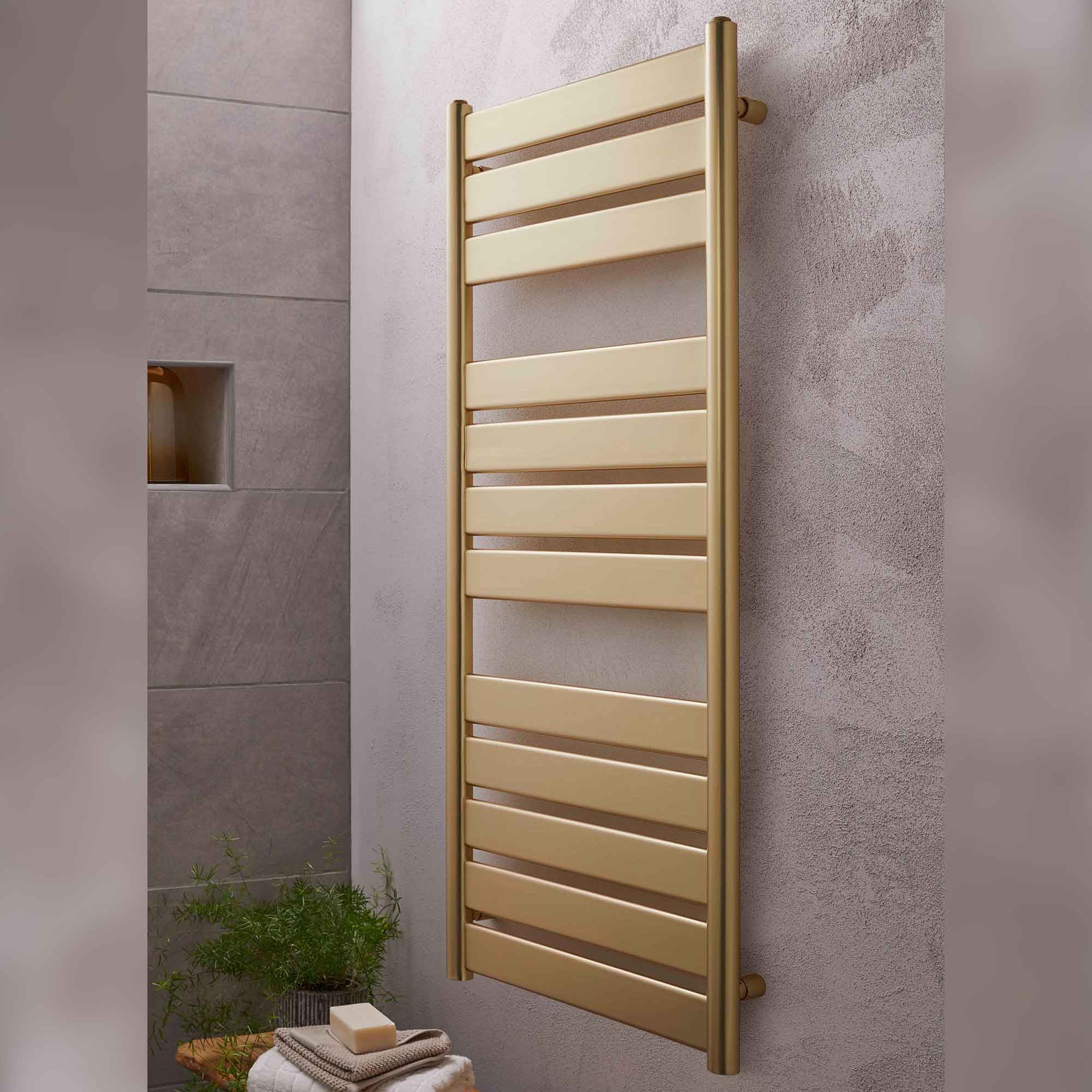 Brushed Brass 500 x 1200mm Towel Warmer Ladder Rail Radiator