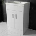 500mm Bathroom Floor Standing Vanity Unit & Basin Storage Cabinet with Soft Close Doors Gloss White