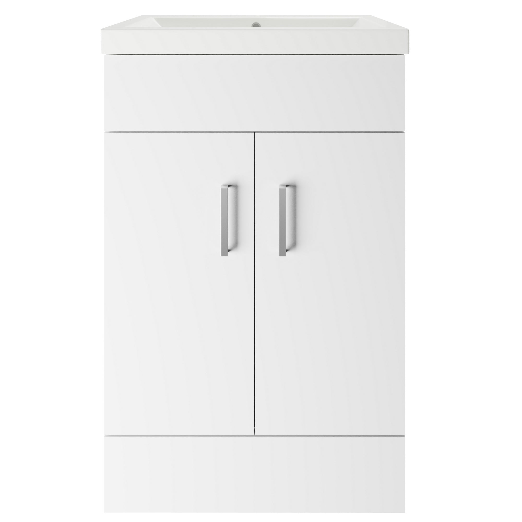 500mm Bathroom Floor Standing Vanity Unit & Basin Storage Cabinet with Soft Close Doors Gloss White