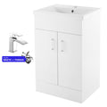 500mm White Gloss Cloakroom Vanity Unit with Basin, Soft Close Double Doors & Chrome Mixer Tap Set (Waste Included)
