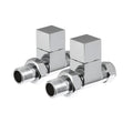 Luxury Angled Chrome Square Manual Radiator Valves (Pair) - Modern DIY Fit