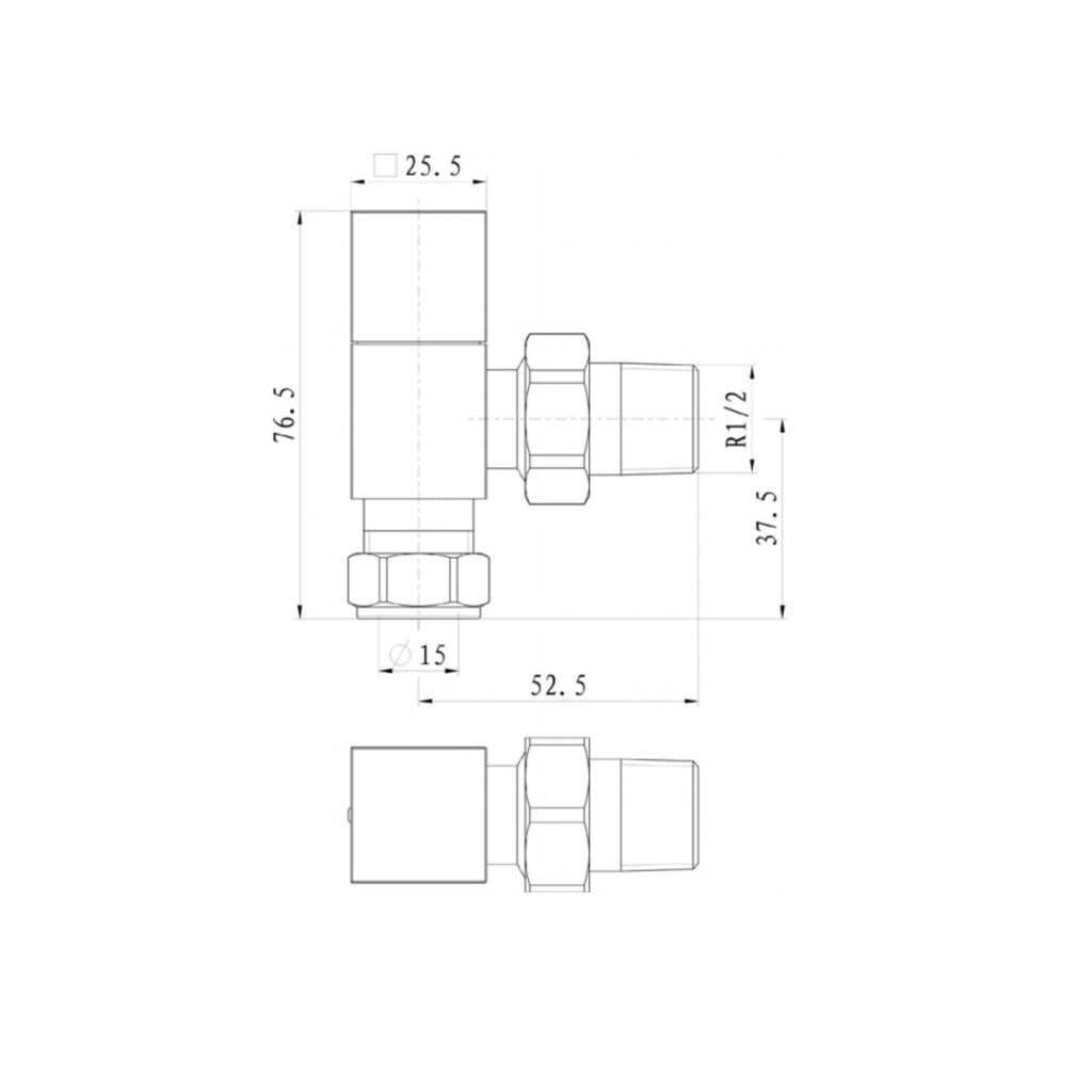 Luxury Angled Chrome Square Manual Radiator Valves (Pair) - Modern DIY Fit