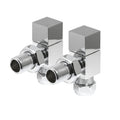 FNX Bathrooms Modern Straight Manual Radiator Valves, Square Polished Chrome, 15mm Pair