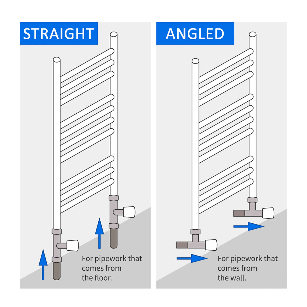 FNX Bathrooms Modern Straight Manual Radiator Valves, Square Polished Chrome, 15mm Pair