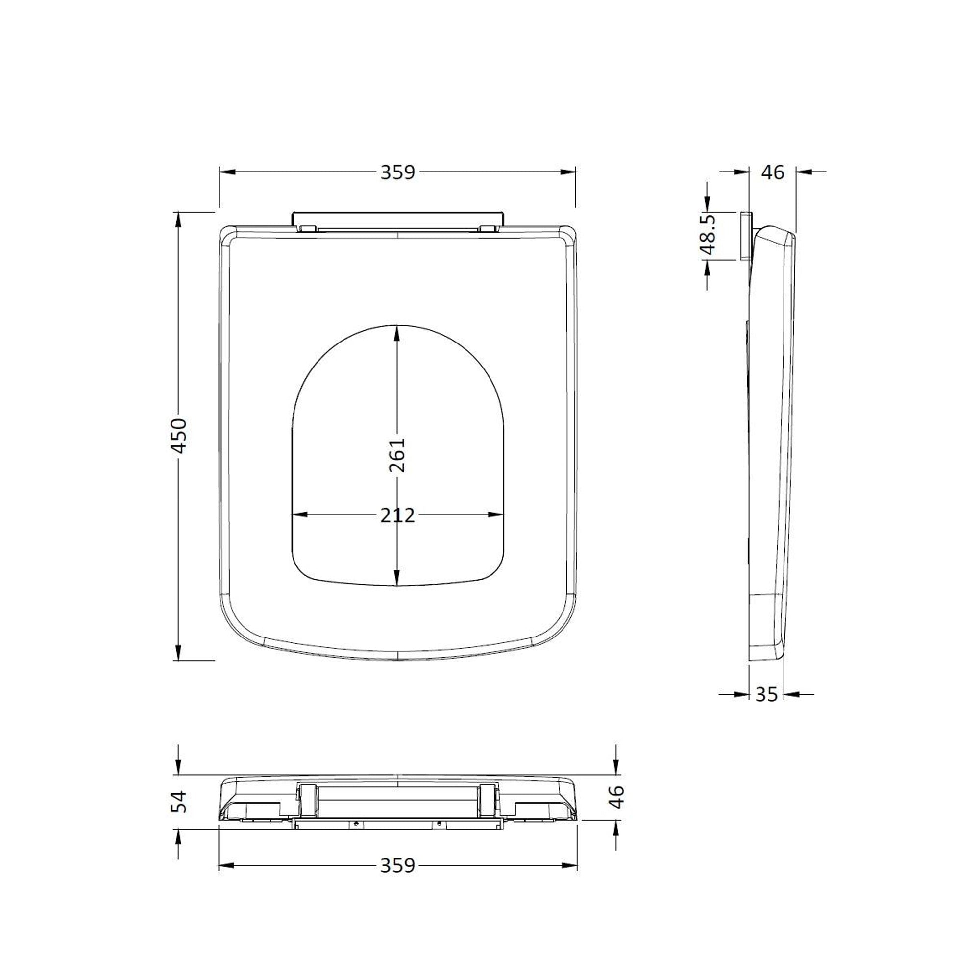 FNX Bathrooms Optic Square Soft Close Toilet Seat - Top Fix Polypropylene - White