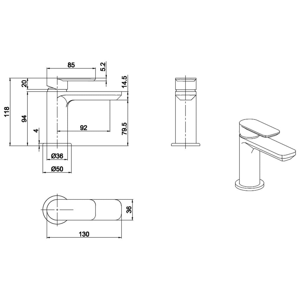 Brushed Brass Basin & Bath Filler Tap Including Bath Waste