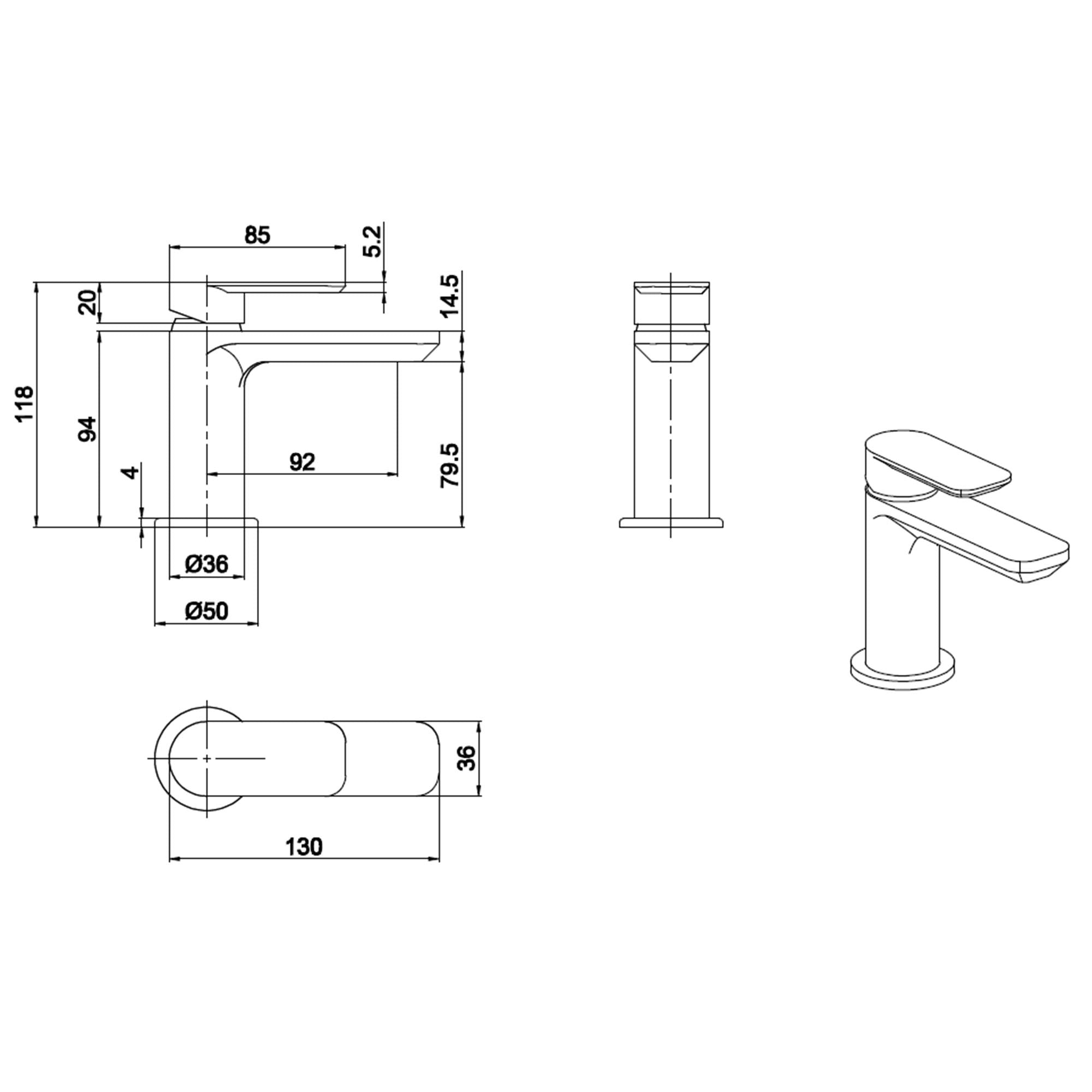 Brushed Brass Basin & Bath Filler Tap Including Bath Waste