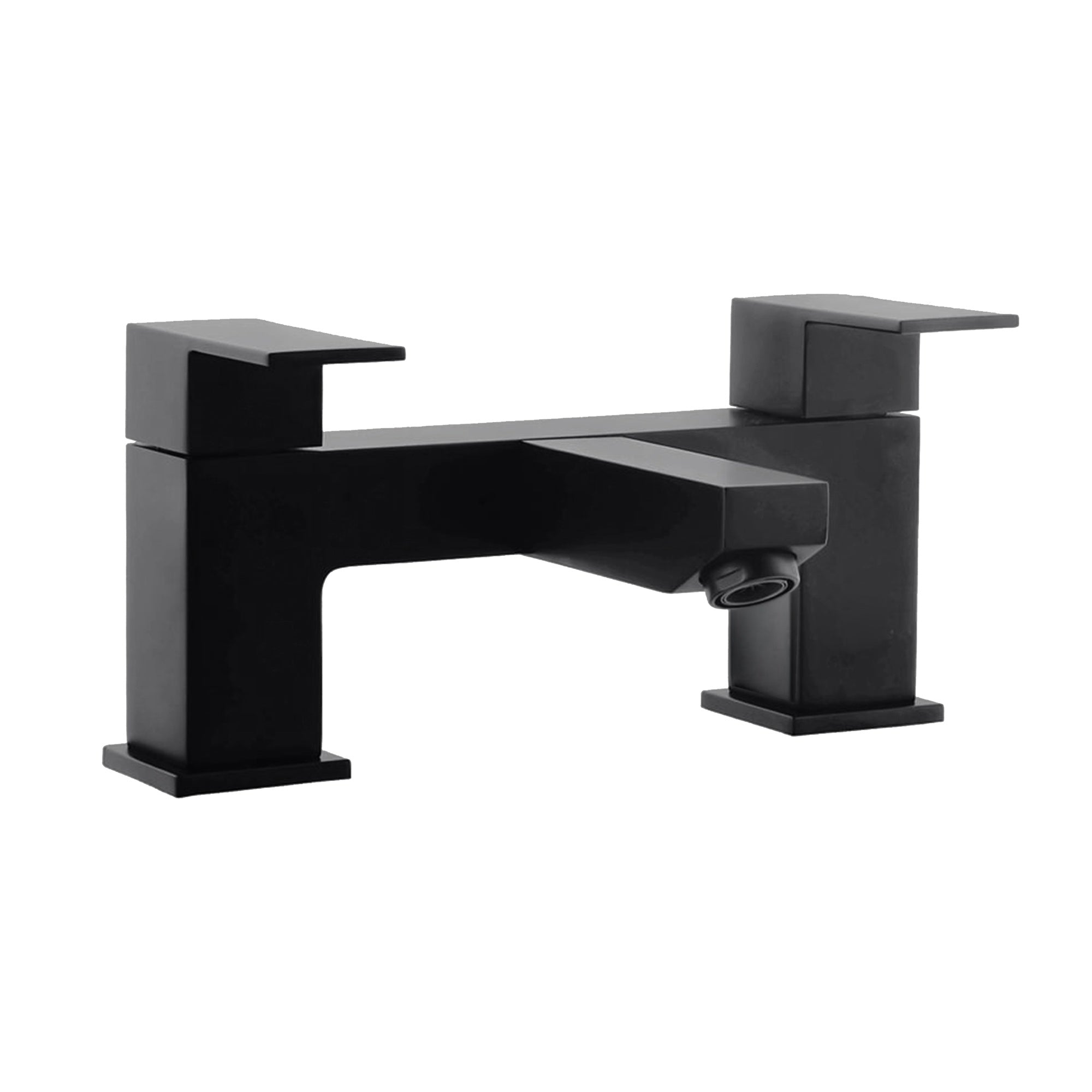 Matt Black Bathroom Suite: Square Thermostatic Shower Kit, Form Basin Tap, Bath Filler & Pop-Up Waste