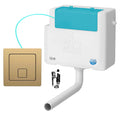 Side Entry Concealed Toilet Cistern WC with Dual Flush Square Brushed Brass Push Button - Includes WRAS Internals & Pipe