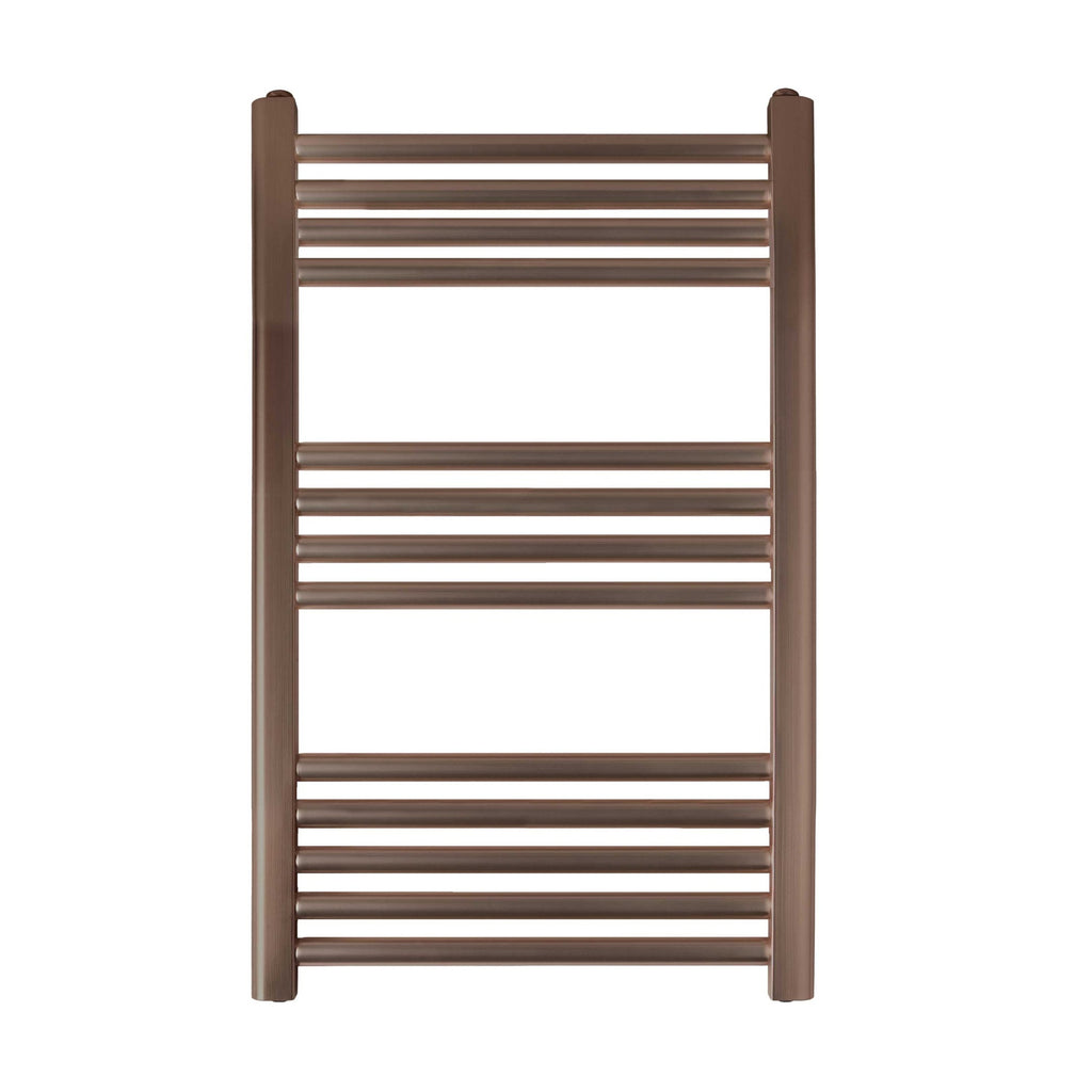 800x500mm Luxury Brushed Bronze Heated Towel Rail Radiator, Stylish Bathroom Ladder Warmer with Dual Fuel Option