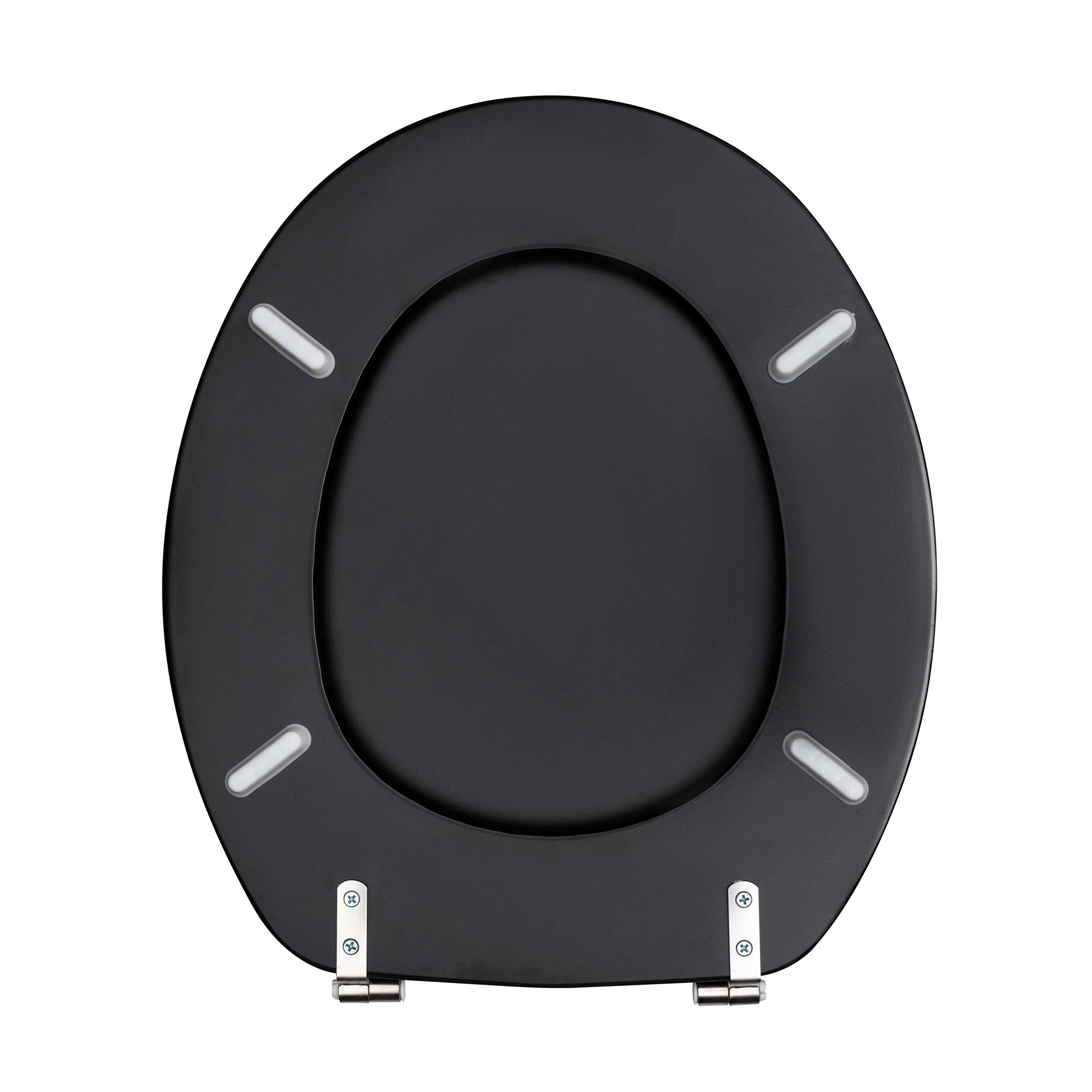 Universal Matt Black Heavy Duty MDF Wooden Toilet Seat with Stainless Steel Hinges