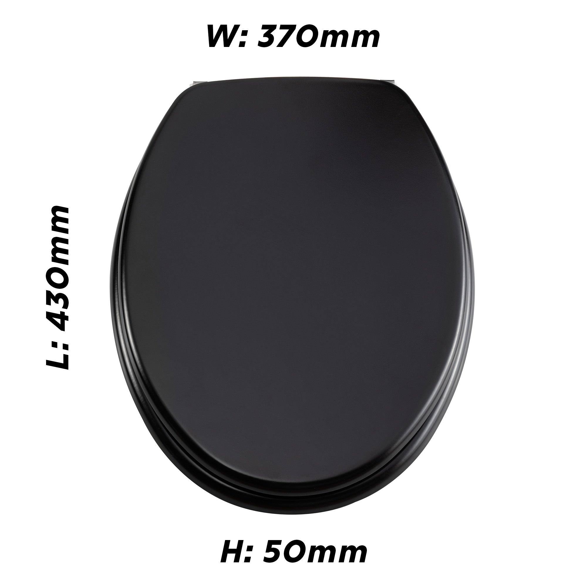 Universal Matt Black Heavy Duty MDF Wooden Toilet Seat with Stainless Steel Hinges