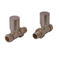 Brushed Bronze Straight Manual Radiator Valve & Lockshield x 1/2" (Dia) 15mm