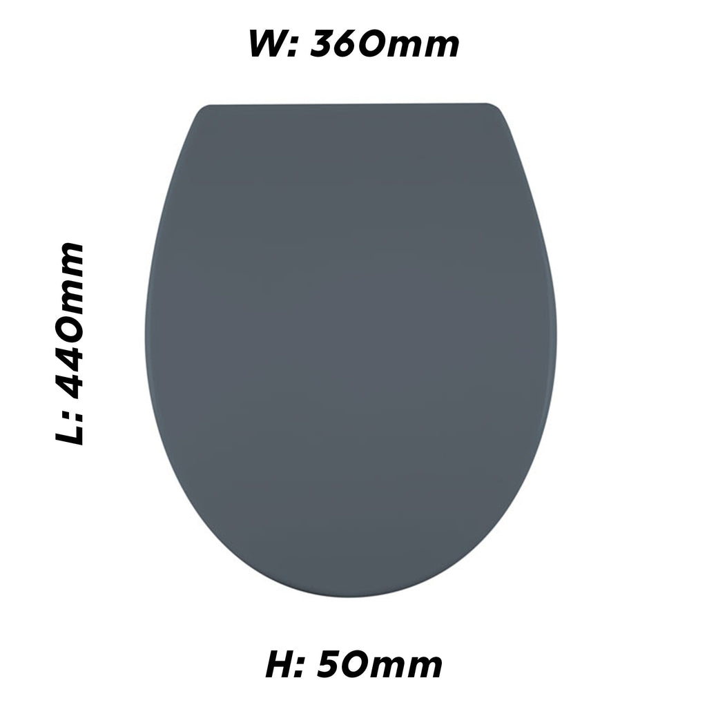 Universal Grey Thermoplastic Soft Close Toilet Seat with Quick Release Hinges