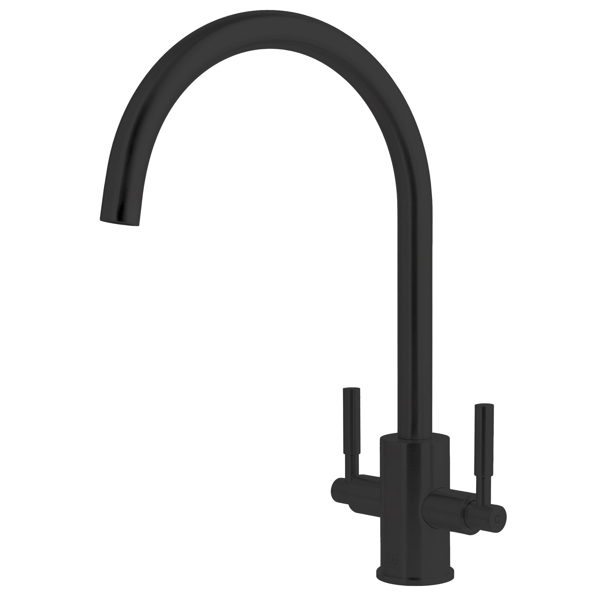Newbury Matt Black Dual Lever Kitchen Mixer Tap & Matching 90mm Strainer Waste Set