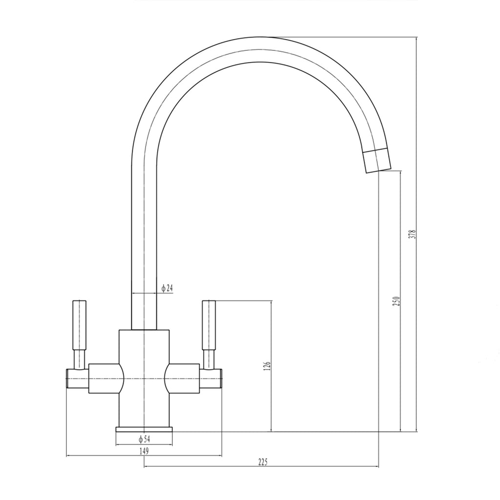 Newbury Matt Black Dual Lever Kitchen Mixer Tap & Matching 90mm Strainer Waste Set
