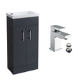 Anthracite Grey 400 Vanity Basin Sink Unit & Chrome Form Basin Tap & Handles