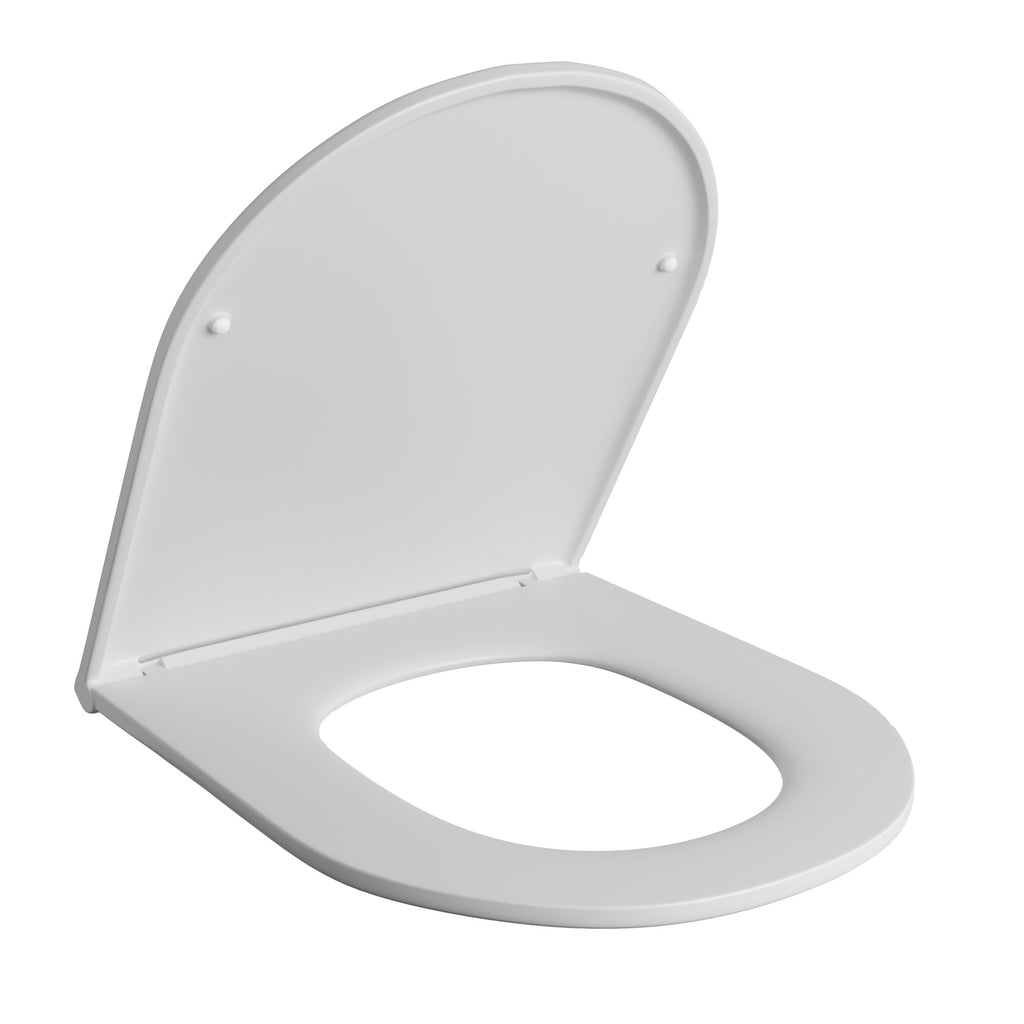 RAK Resort D-Shape Toilet Seat, Soft Close & Quick Release, Slimline Gloss White Thermoplastic