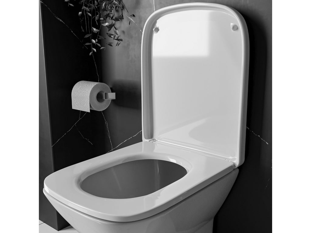 RAK Series 600 Genuine Square Toilet Seat - Soft Close & Quick Release, Top Fix, Gloss White Thermoplastic