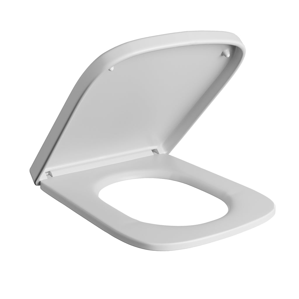 RAK Series 600 Genuine Square Toilet Seat - Soft Close & Quick Release, Top Fix, Gloss White Thermoplastic